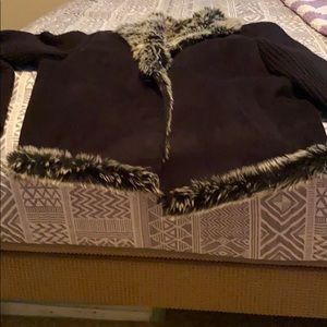 Sweater jacket fur imitation Swede leather